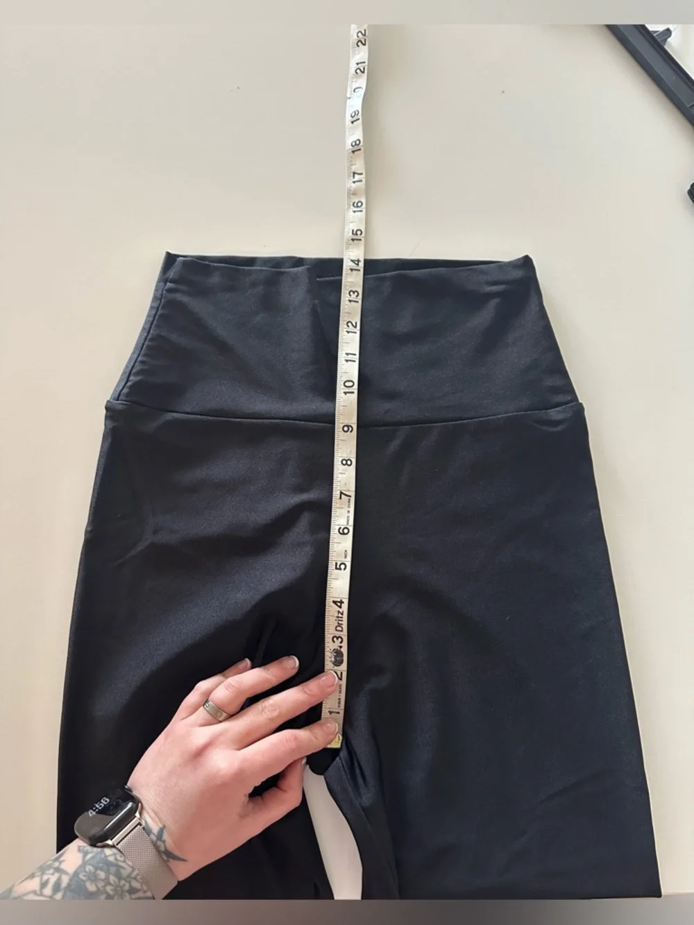 American Apparel Nylon Tricot Shiny High Waisted Black Leggings L Indie Sleaze - Picture 4 of 8